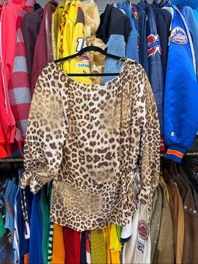 IamGIA Women’s Leopard Print Peasant Blouse - Brown Beach Cover Up